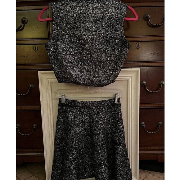Design Lab black glitter elastic waist flowy skirt NWOT M - Picture 1 of 10